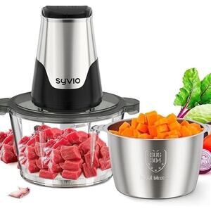 8-Cup Electric Meat Grinder with Dual Bowls and 600W Motor